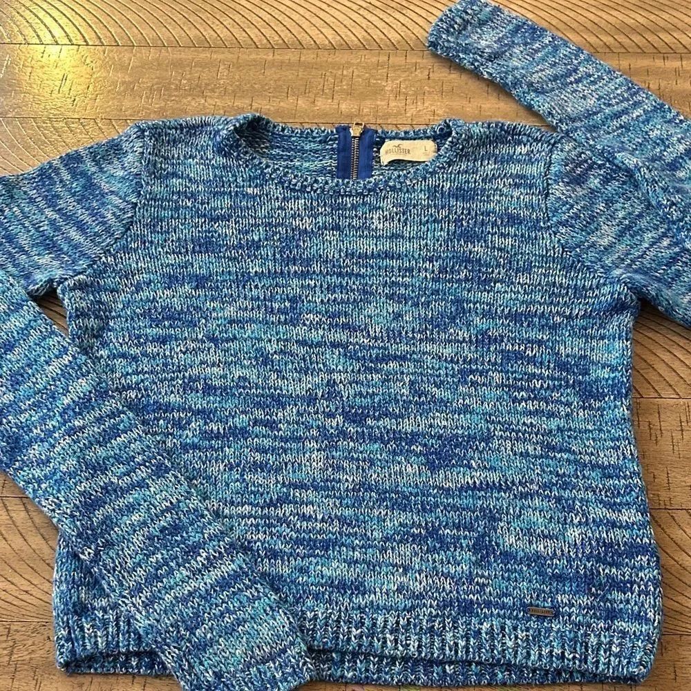 Hollister Marine Blue Marled Crew Neck Sweater Long Sleeves Comfy!